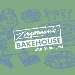 Zingerman's Bakehouse logo with illustrated background.