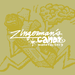 Zingerman's Candy logo with illustrated background.